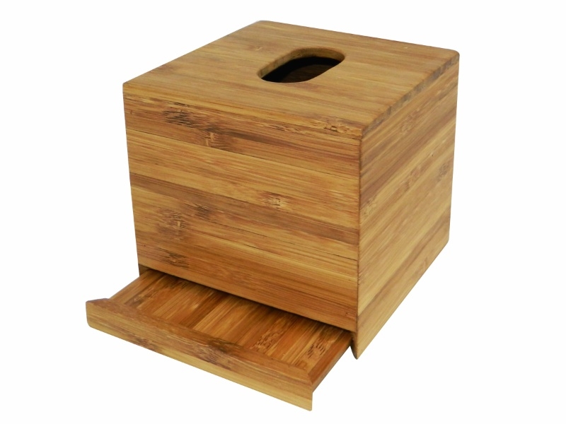 Curated Bamboo Tissue Cover with Sliding Bottom - Eco-friendly Home Decor